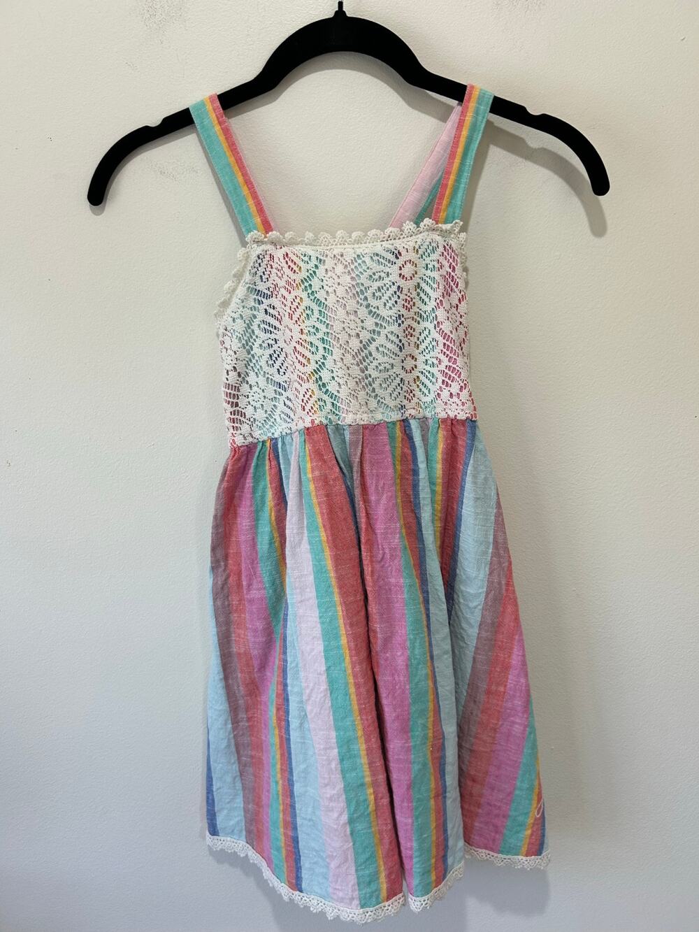 Juicy Couture girls striped cotton sundress size 7 lace crochet bodice